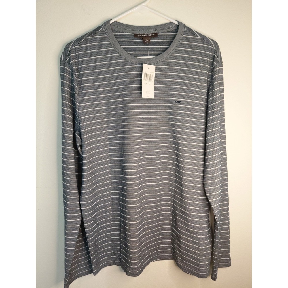 Michael Kors Men's Blue & White Striped Shirt Sz M NWT Org $69.50